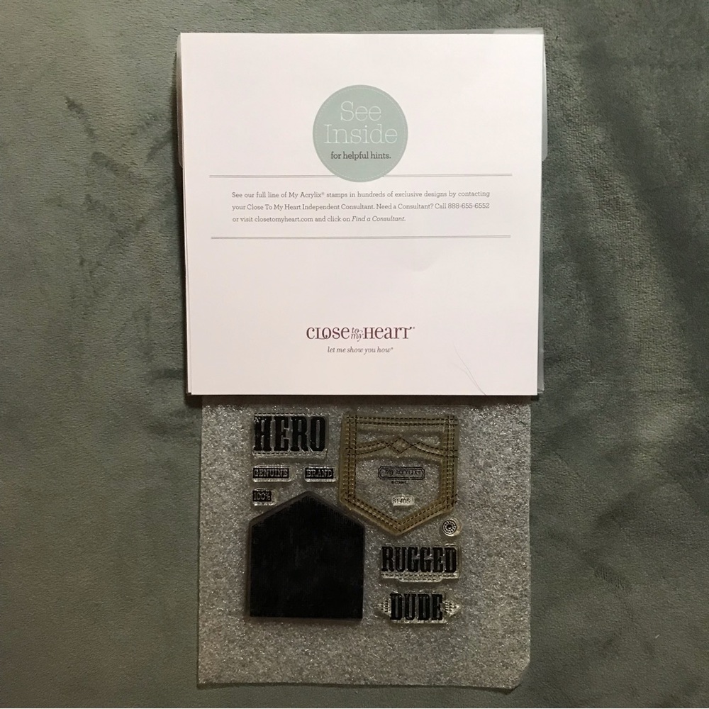 Close to My Heart 9 pcs Rugged Dude clear stamp set